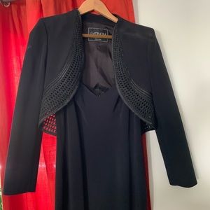 Black long Gattinoni gown and short jacket